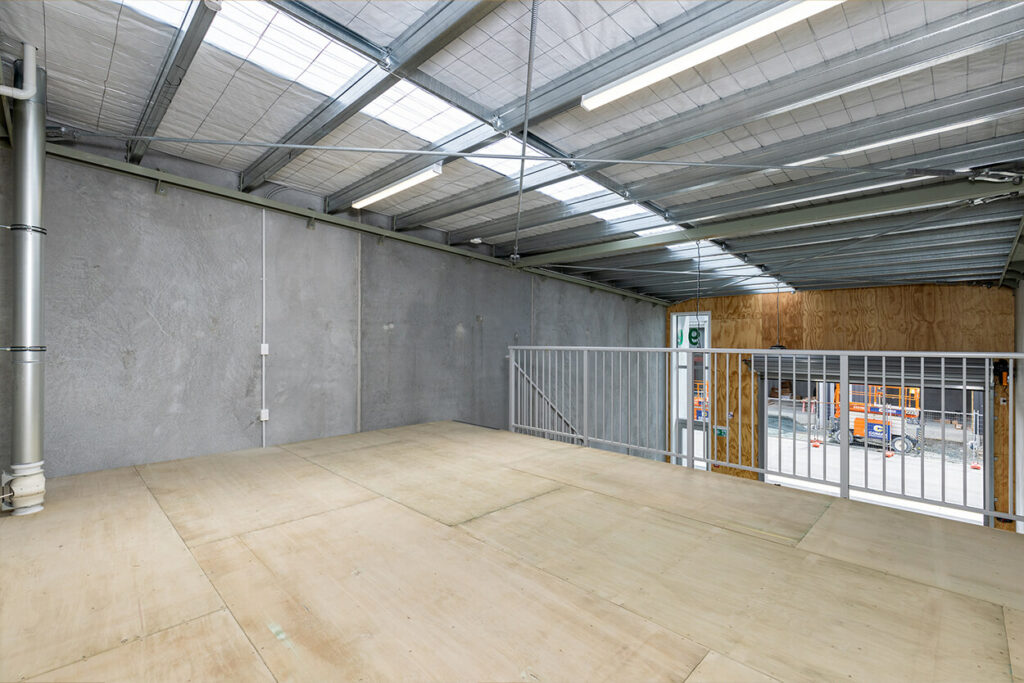 Mezzanine floor inside new commercial building, Richmond. The Cube on Queen.