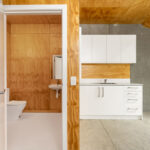 Brand new bathroom with timber wall fit out. Commercial unit for sale. Richmond.