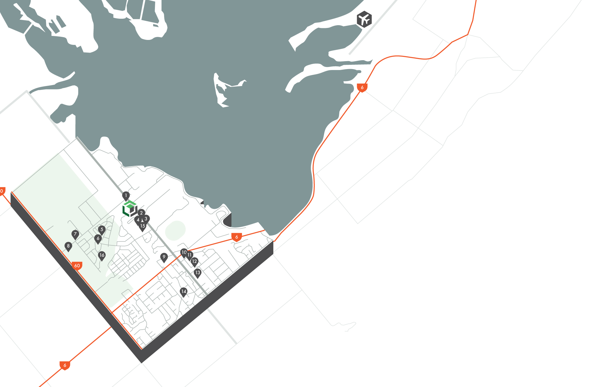 Map of Richmond community and local business around the Cube on Queen